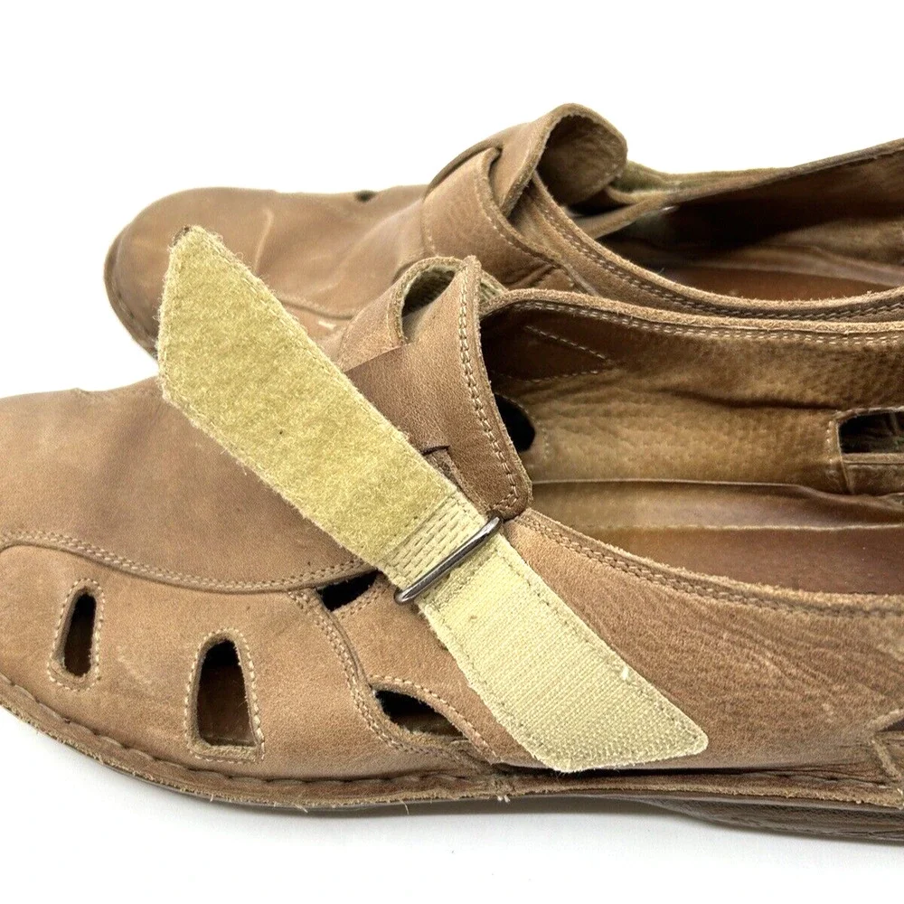 Vogar Men's Leather Closed Toe Sandals Size 12/46 Brown Lightweight Comfort